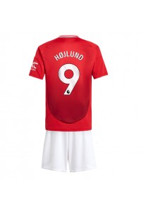 Manchester United Rasmus Hojlund #9 Jalkapallovaatteet Lasten Kotipeliasu 2024-25 Lyhythihainen (+ Lyhyet housut)